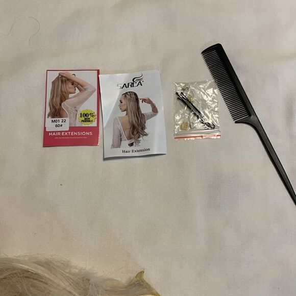 Blonde hair extension with invisible band 22 inch 5.3 ounce no clips - Picture 11 of 12